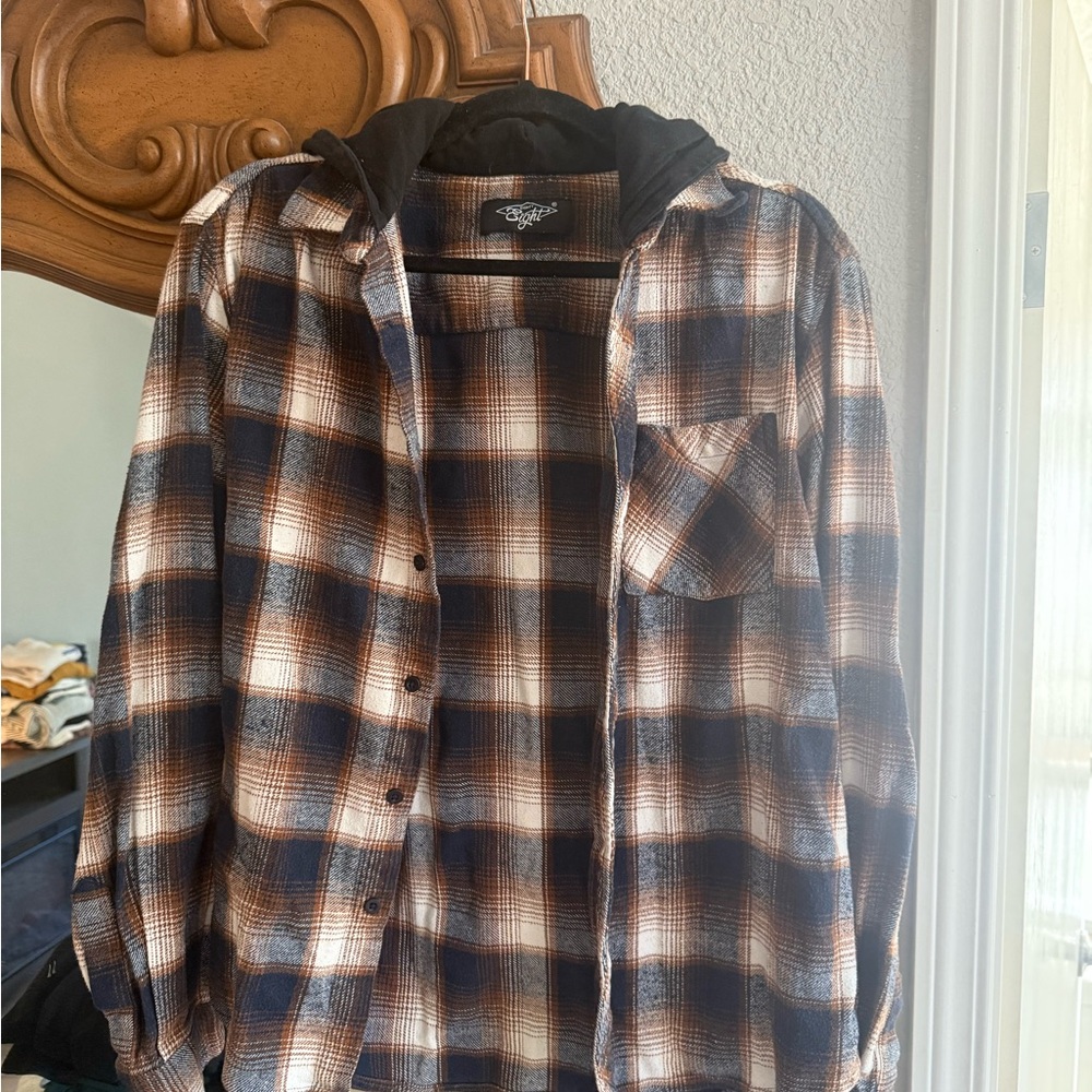 Brown Plaid Shirt Jacket